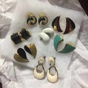 Vintage post-back earrings lot (7 pairs)
